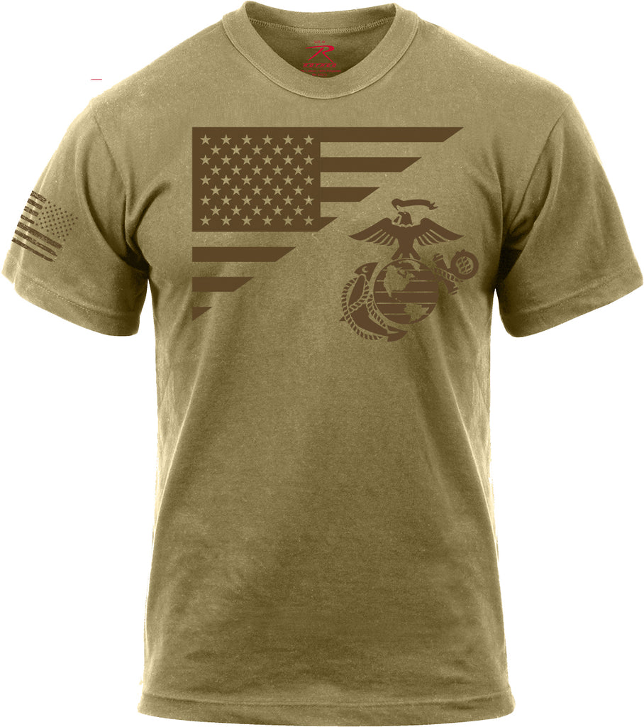 Mens Us Flag Usmc Globe & Anchor T-shirt Us Marines Usmc Military Tee 