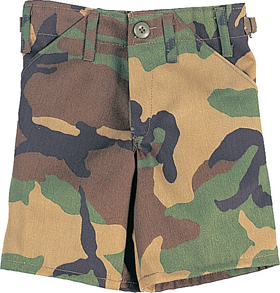 Woodland Camouflage - Kids Military BDU Shorts - Galaxy Army Navy