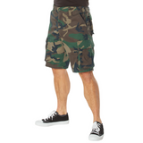 Woodland Camouflage - Tactical Vintage Paratrooper BDU Cargo Shorts - Poly Cotton - Zipper Fly