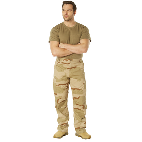 6-Color Desert Camo - Military BDU Pants with Zipper Fly - Cotton Polyester  Twill - Galaxy Army Navy