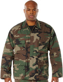 Woodland Camouflage - Military BDU Shirt - 100% Cotton Lightweight Rip-Stop