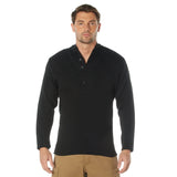 Black - Five Button GI Style Sweater | Vintage Army Style - Acrylic - Men's