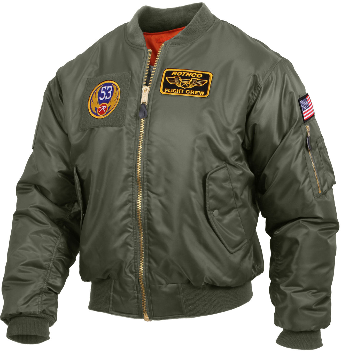 Sage Green Military Air Force Style MA-1 Flight Jacket with 5 Removable  Patches - Galaxy Army Navy