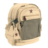 Khaki - Military Vintage Deluxe Backpack with Red China Star Emblem