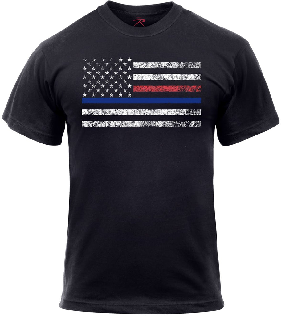 Black - Thin Blue Line & Thin Red Line T-shirt - Galaxy Army Navy