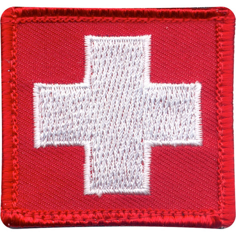 Red Cross with White Background 3” Patch with Hook Fastener (Each)