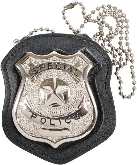 Black - Law Enforcement ID and Badge Holder - Leather - Galaxy Army Navy