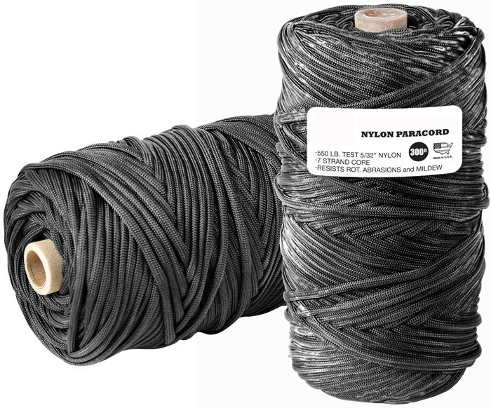 Black - Military Grade 550 LB Tested Type III Paracord Rope 300' - Nylon  USA Made - Galaxy Army Navy