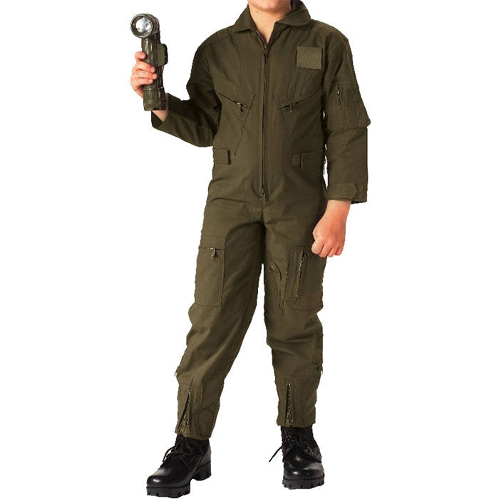 Olive Drab - Kids Air Force Style Flight Suit - Galaxy Army Navy