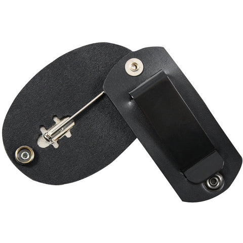 Black - Leather Police Badge Holder with Clip - Galaxy Army Navy