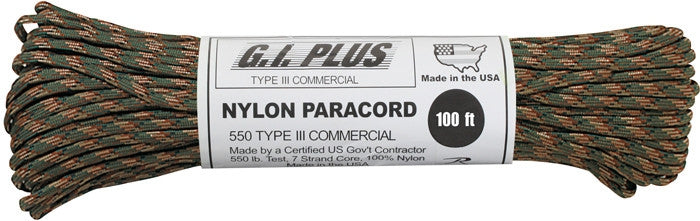 Commercial Paracord Nylon, 550 Type III, Black