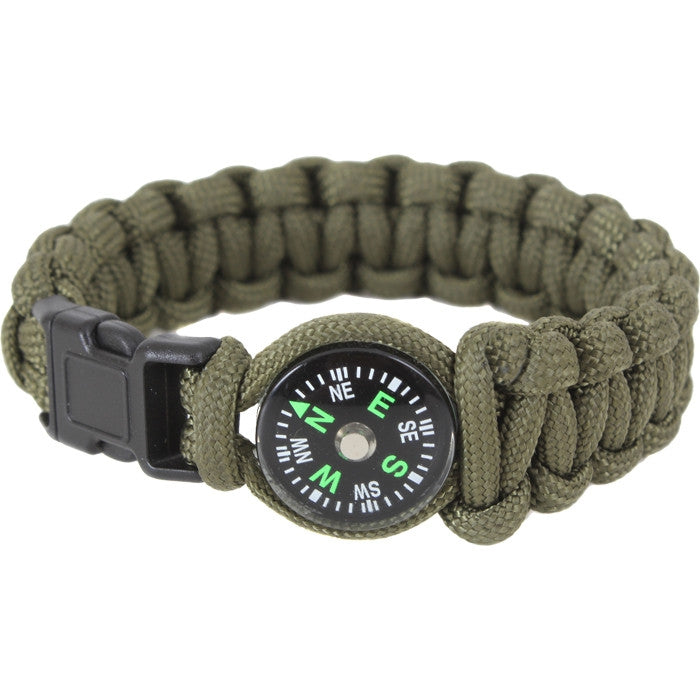 Olive Drab - Cobra Weave Compass Paracord Bracelet - Galaxy Army Navy