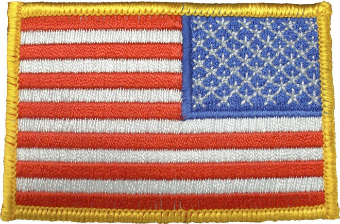 Pack of 3 American Flag Patches, US Embroidered Iron or Sew On Flag Patch  Emblem with Gold Border