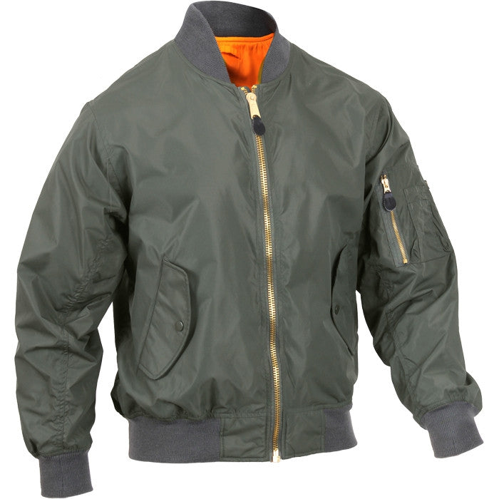 Sage Green - Lightweight Air Force MA-1 Bomber Flight Jacket - Galaxy ...